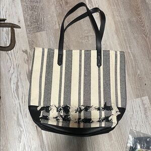 Old Navy Black and Cream Striped Tote